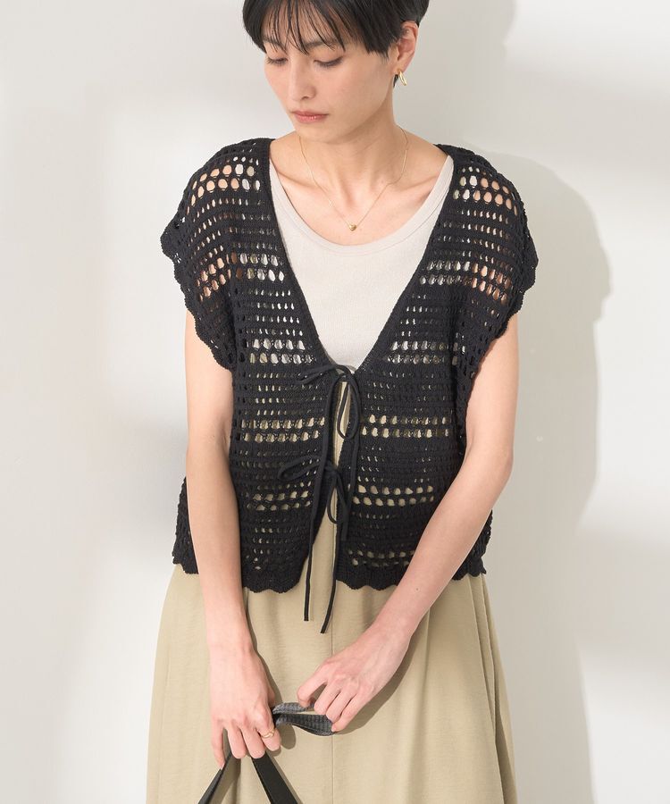 AMERICAN HOLIC「レーシーニットベスト」|ベスト・ジレ|Black