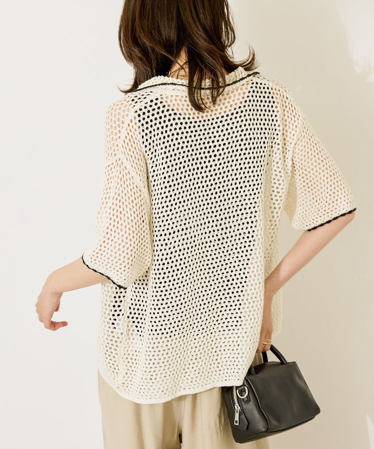 AMERICAN HOLIC「透かし編み襟付きニットカーディガン」|カーディガン|