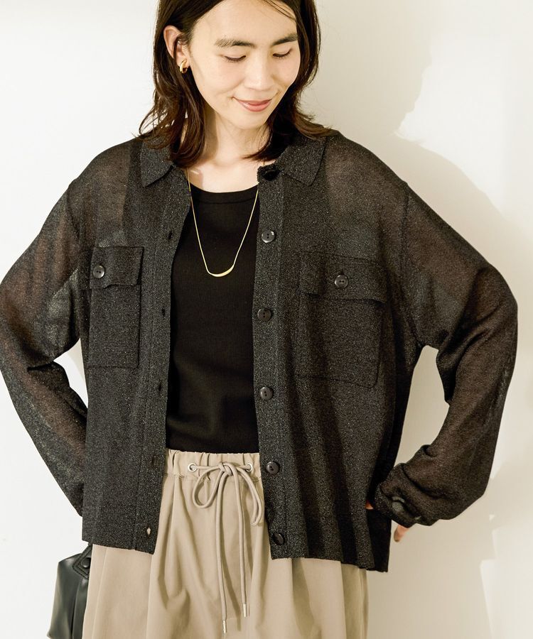 AMERICAN HOLIC「シアー襟付きカーディガン」|カーディガン|Black