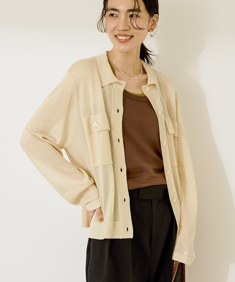 AMERICAN HOLIC「シアー襟付きカーディガン」|カーディガン|