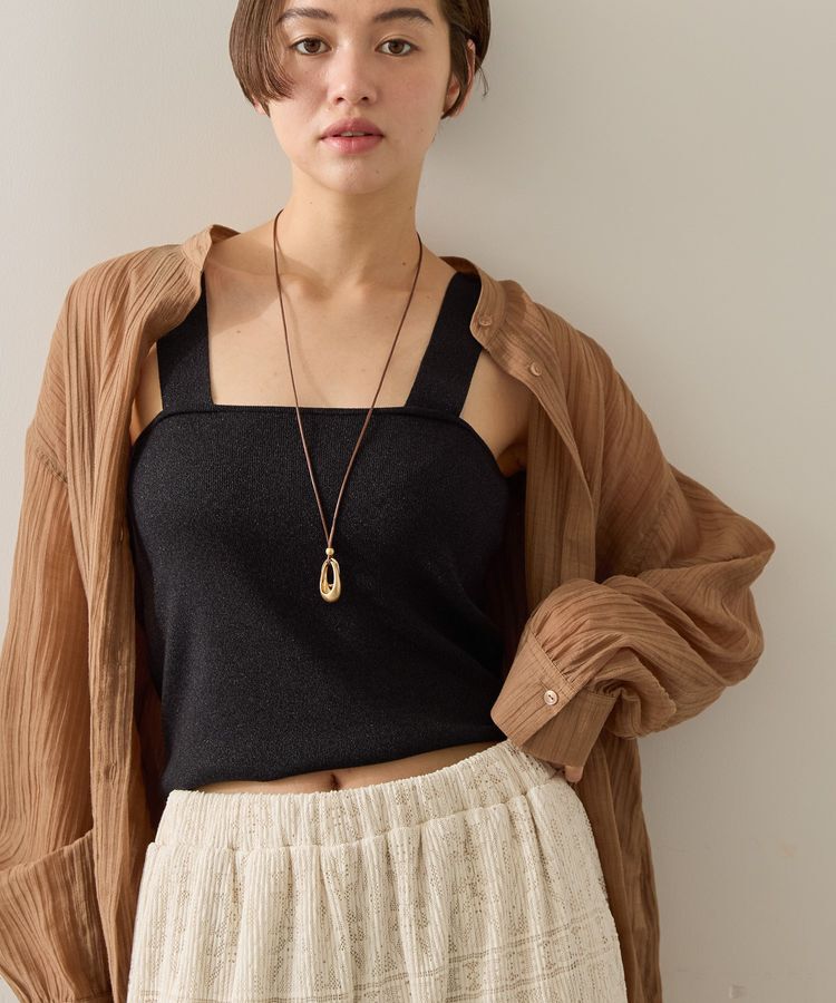 AMERICAN HOLIC「ラメニットタンクトップ」|インナー|Black