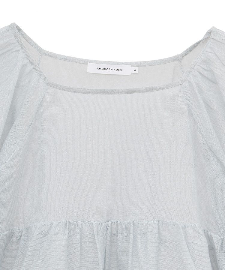 AMERICAN HOLIC「シアーパフスリーブニットプルオーバー」|ニット・セーター|