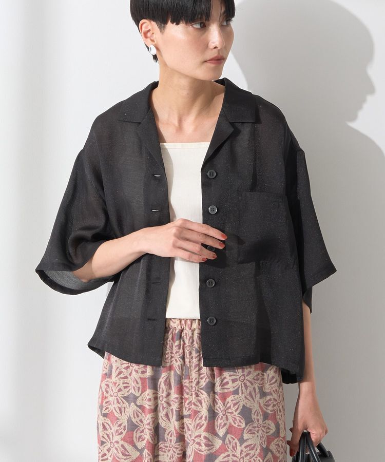 AMERICAN HOLIC「接触冷感シアー開襟半袖シャツ」|シャツ・ブラウス|Black