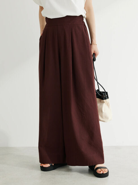 Green Parks「・Petit　Fleur　麻混ワイドパンツ」|その他|ブラウン