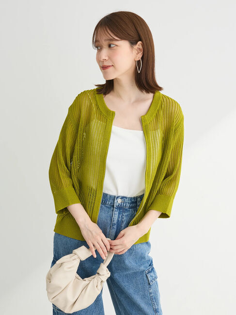 Green Parks「Zip付メッシュカーディガン」|カーディガン|