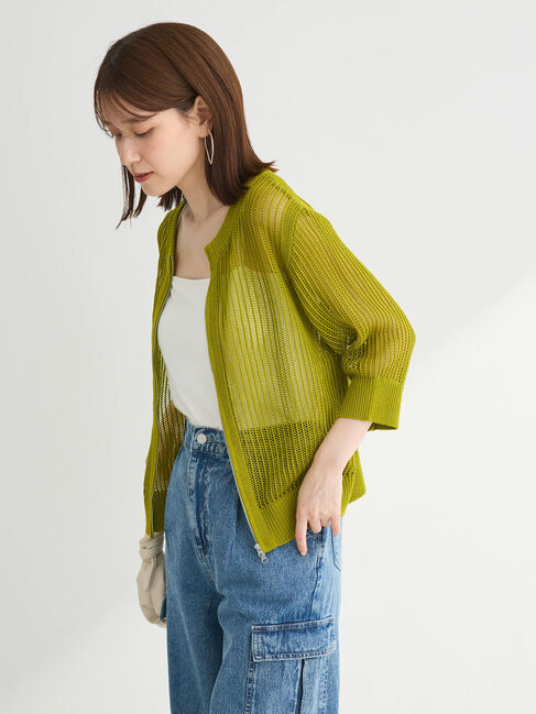 Green Parks「Zip付メッシュカーディガン」|カーディガン|