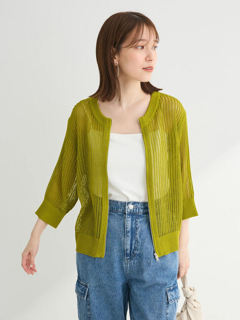 Green Parks「Zip付メッシュカーディガン」|カーディガン|Green