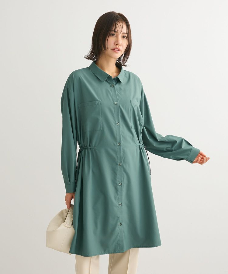 Green Parks「ミディ丈ドロストシャツワンピース」|ワンピース|