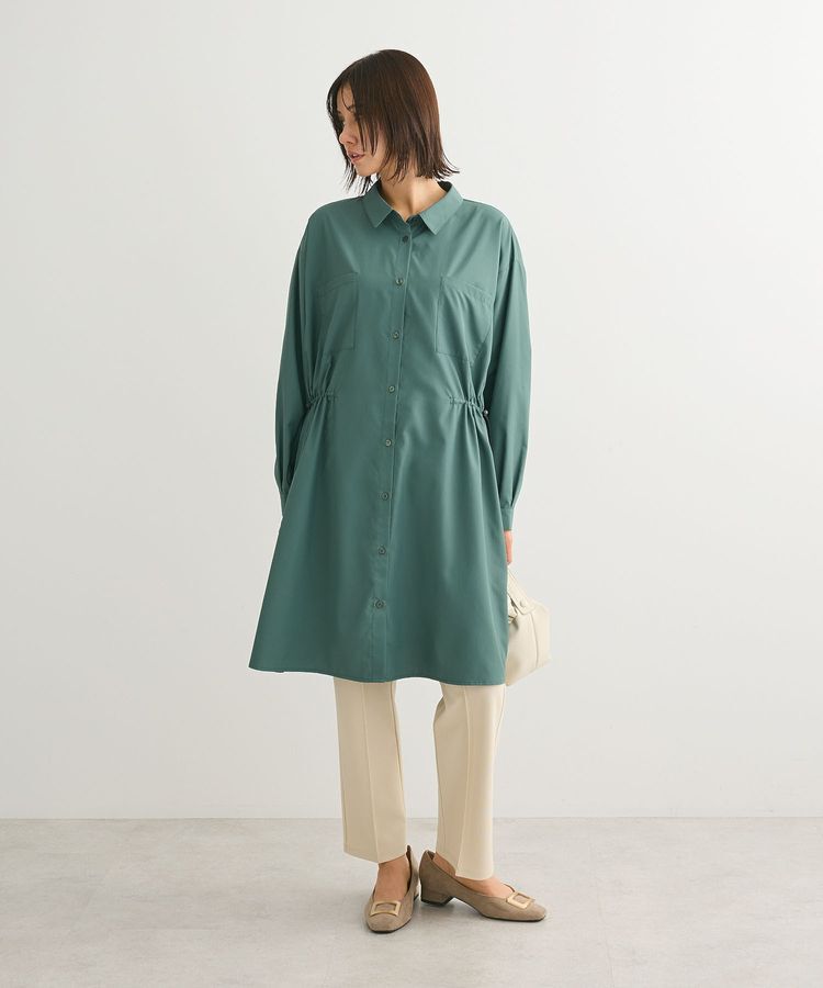 Green Parks「ミディ丈ドロストシャツワンピース」|ワンピース|