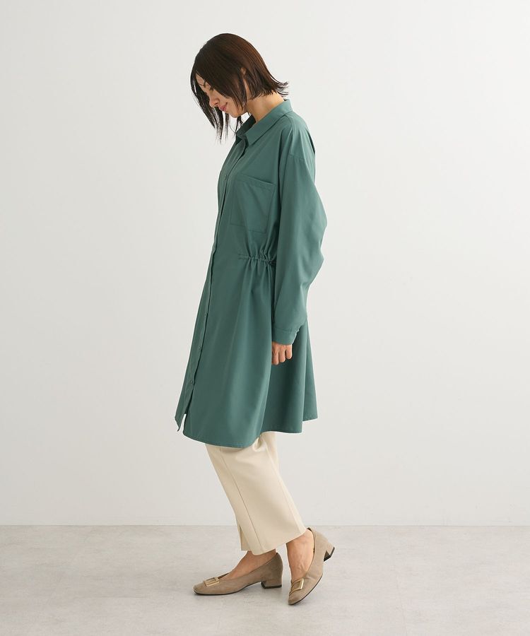 Green Parks「ミディ丈ドロストシャツワンピース」|ワンピース|