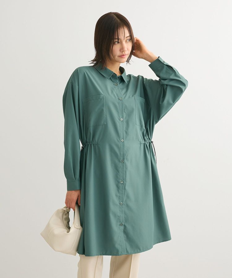 Green Parks「ミディ丈ドロストシャツワンピース」|ワンピース|Green