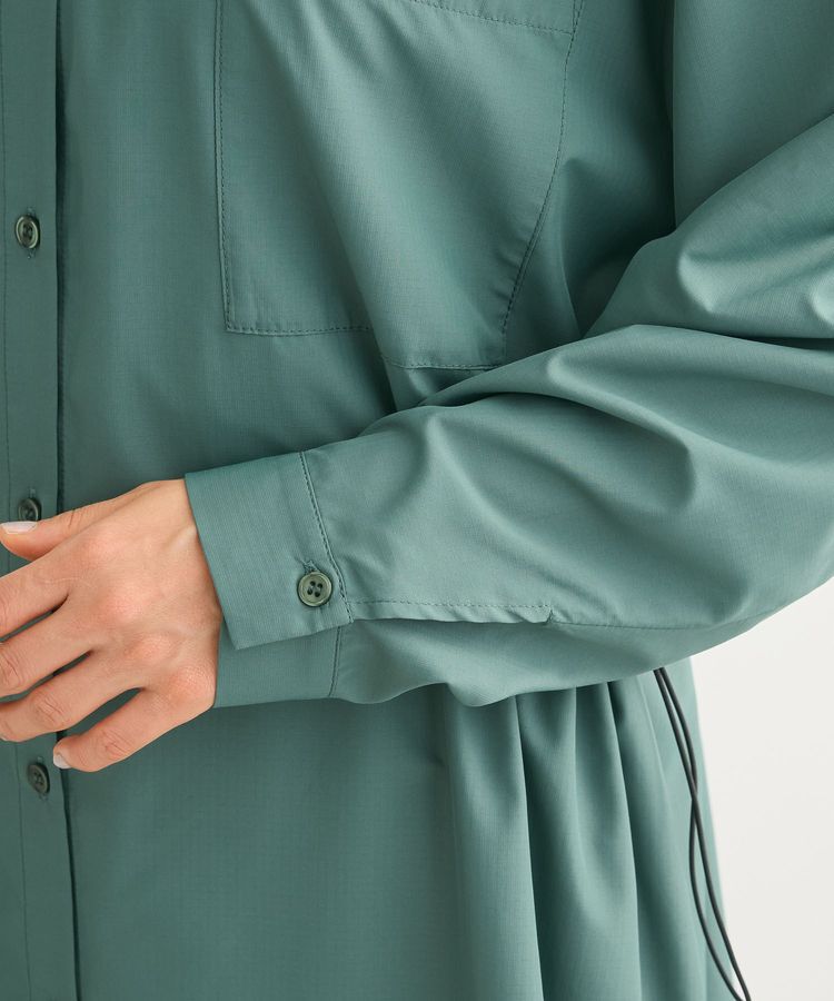 Green Parks「ミディ丈ドロストシャツワンピース」|ワンピース|