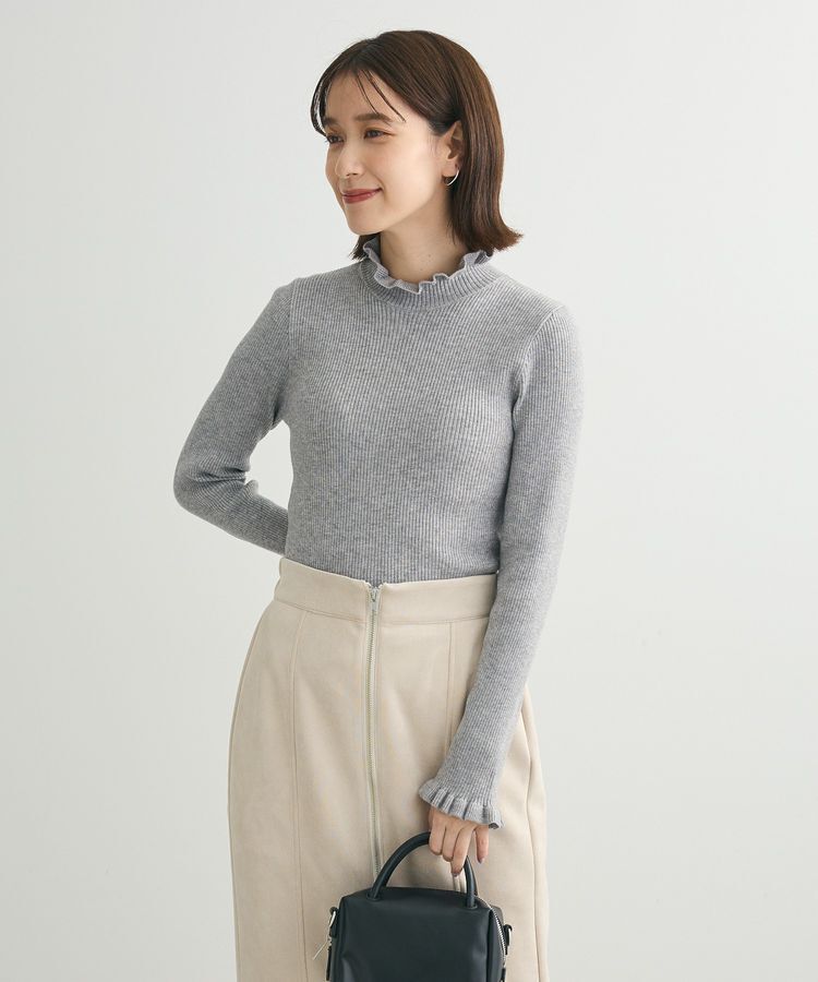 Green Parks「・swing by フリルハイネックリブニット」|ニット・セーター|