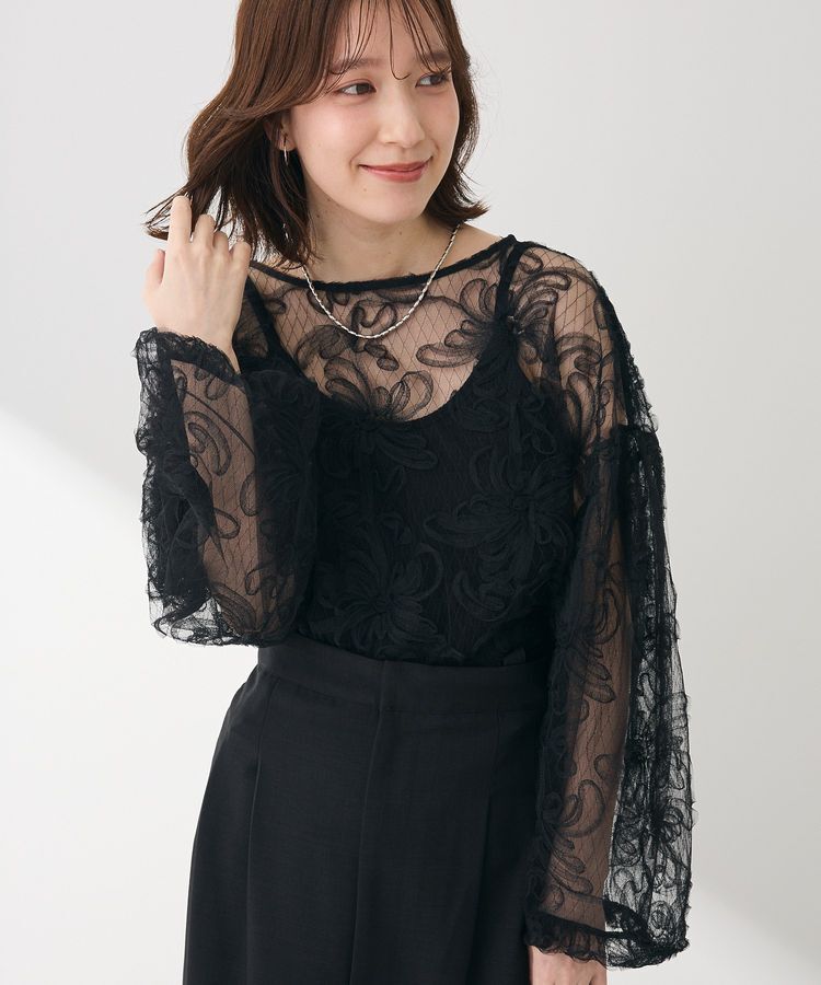 Green Parks「チュールレイヤードブラウス」|シャツ・ブラウス|Black