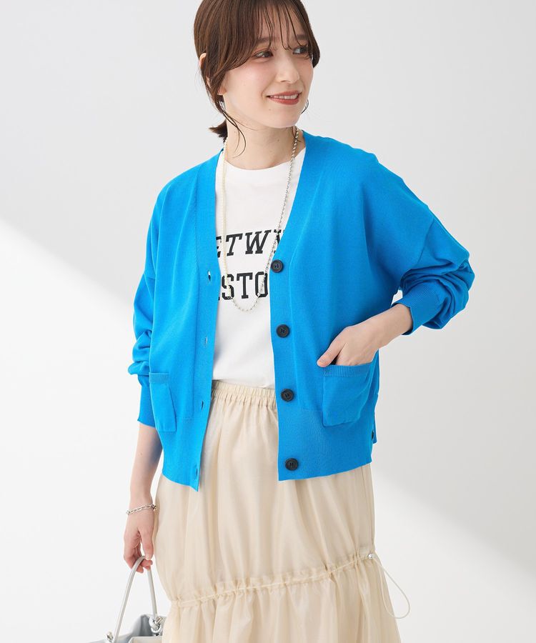 Green Parks「ポケット付コンパクトカーディガン」|カーディガン|Blue