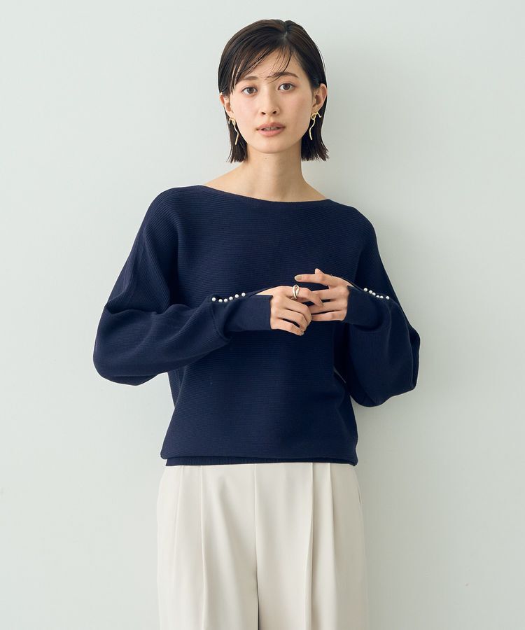 YECCA VECCA「袖パールドルマンニット」|ニット・セーター|