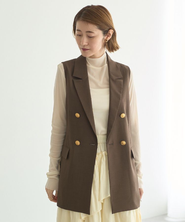 YECCA VECCA「金釦ジレ」|ベスト・ジレ|Brown