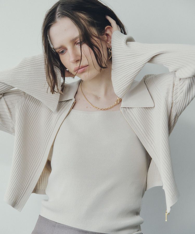 YECCA VECCA「【2点SET】キャミセット襟付きZIPカーディガン」|カーディガン|