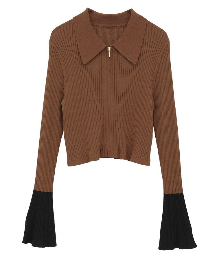 YECCA VECCA「【2点SET】キャミセット襟付きZIPカーディガン」|カーディガン|