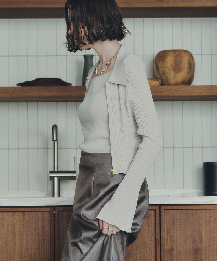 YECCA VECCA「【2点SET】キャミセット襟付きZIPカーディガン」|カーディガン|