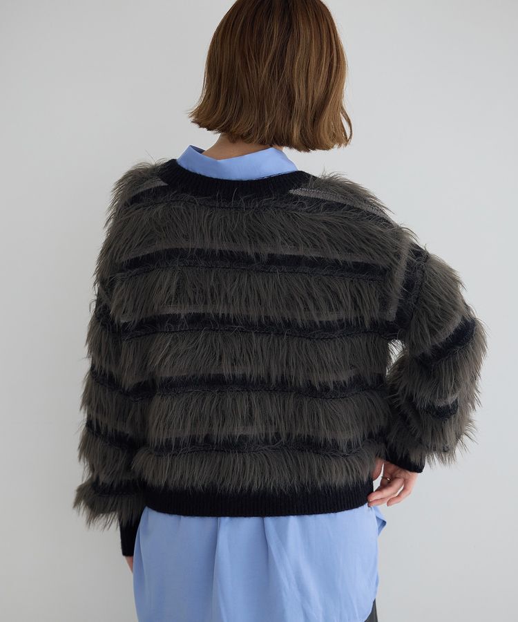 YECCA VECCA「フェザーマルチボーダーニット」|ニット・セーター|