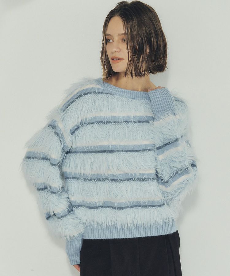 YECCA VECCA「フェザーマルチボーダーニット」|ニット・セーター|