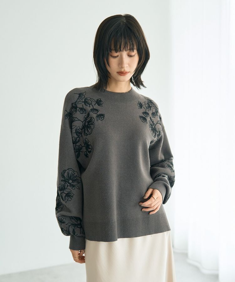 YECCA VECCA「フラワー刺繍ニット」|ニット・セーター|