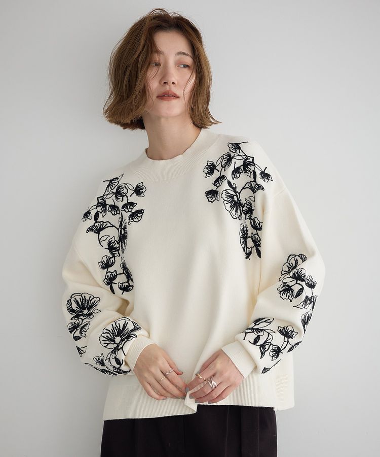 YECCA VECCA「フラワー刺繍ニット」|ニット・セーター|