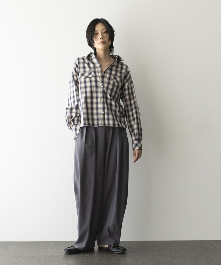 GARAGE OF GOOD CLOTHING「オンブレチェックショート丈シャツ」|シャツ・ブラウス|