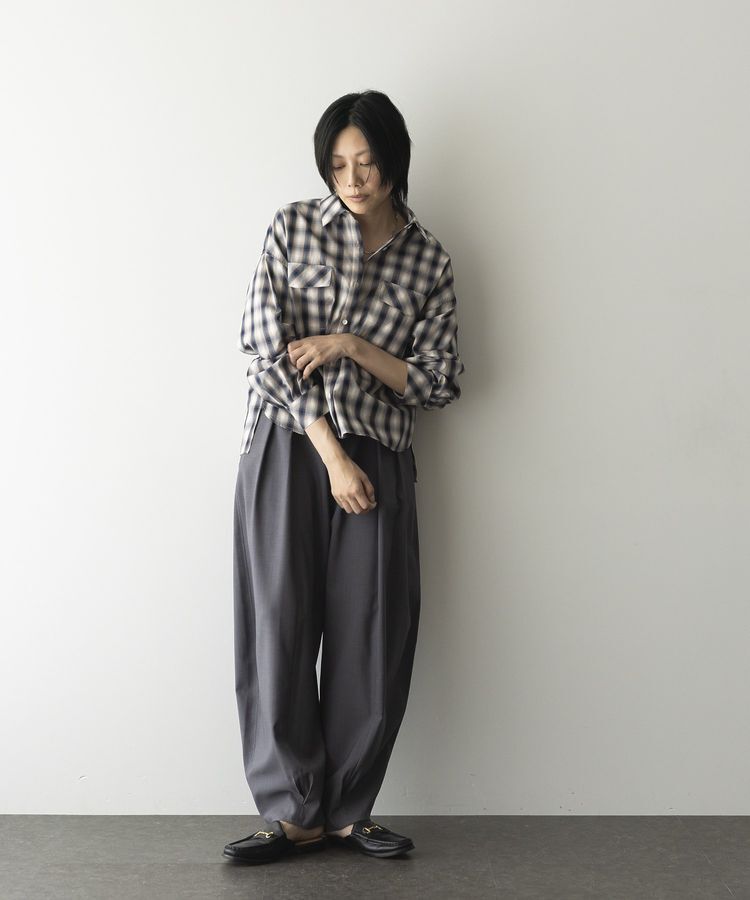 GARAGE OF GOOD CLOTHING「オンブレチェックショート丈シャツ」|シャツ・ブラウス|