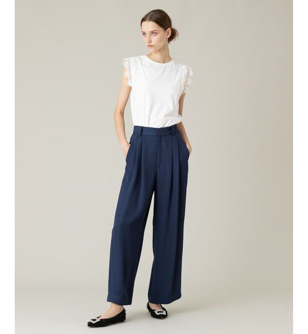 LOULOU WILLOUGHBY「【LOULOU WILLOUGHBY】レーストリミングTシャツ」|Tシャツ・カットソー|