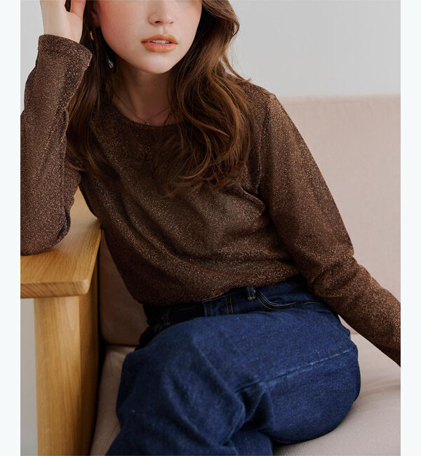 titivate「クルーネックラメシアートップス」|Tシャツ・カットソー|