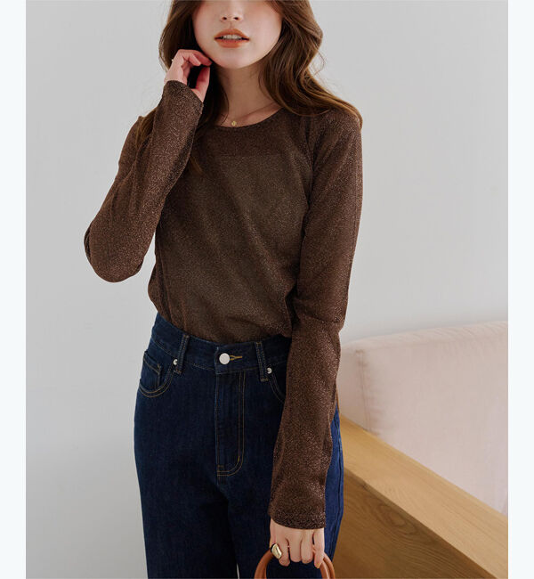 titivate「クルーネックラメシアートップス」|Tシャツ・カットソー|