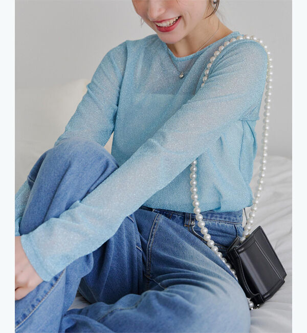 titivate「クルーネックラメシアートップス」|Tシャツ・カットソー|