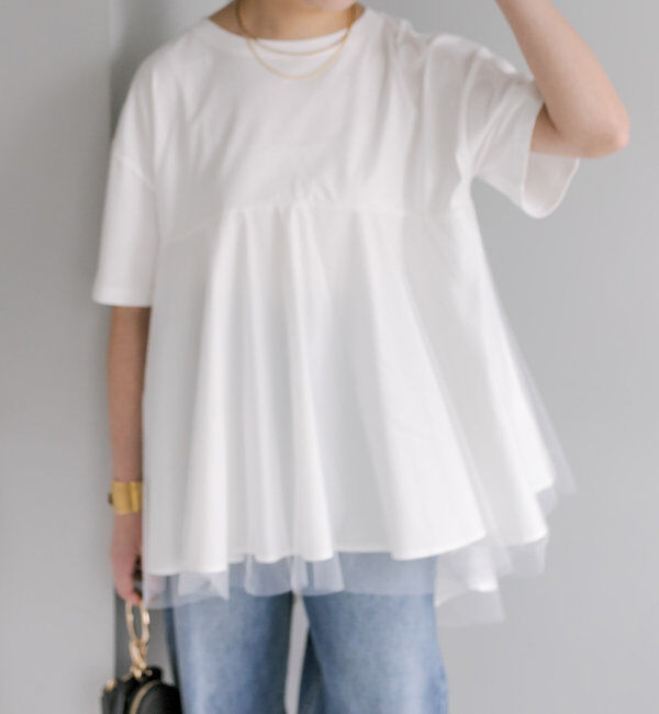  「《リバイバル》【WEB限定/Du noir】チュールドッキングTシャツ」|プルオーバー|