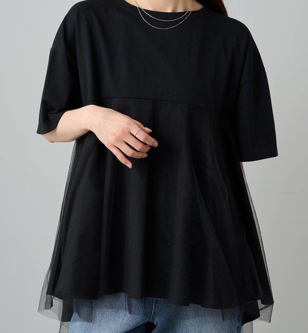  「《リバイバル》【WEB限定/Du noir】チュールドッキングTシャツ」|プルオーバー|