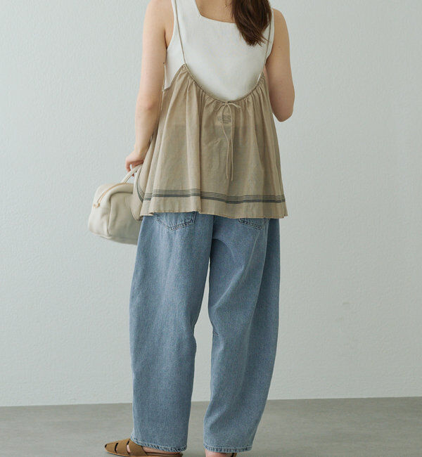  「【25th】綿麻デニムカーブシルエットパンツ」|デニム|