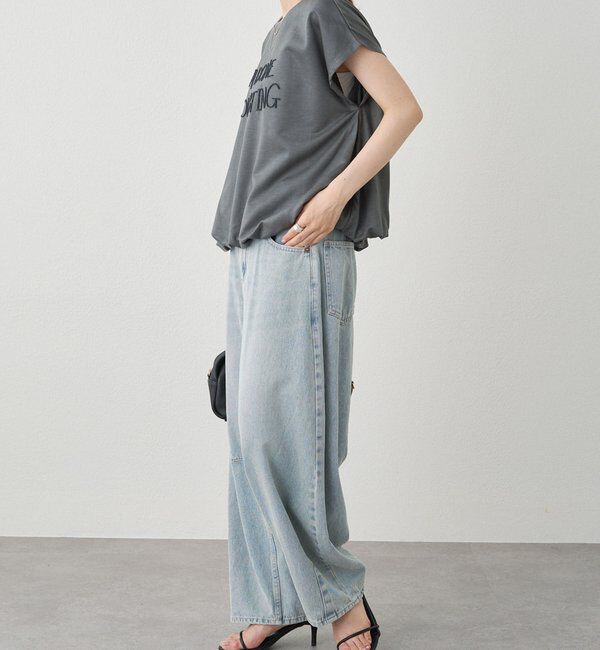  「【25th】綿麻デニムカーブシルエットパンツ」|デニム|