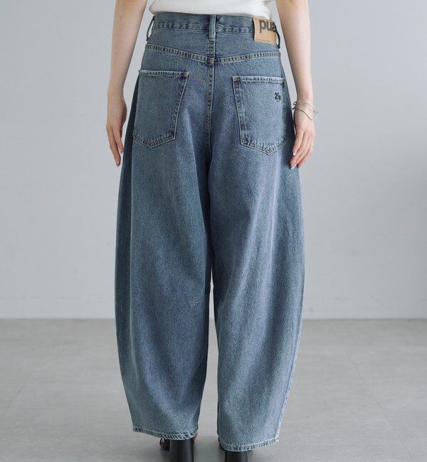  「【25th】綿麻デニムカーブシルエットパンツ」|デニム|