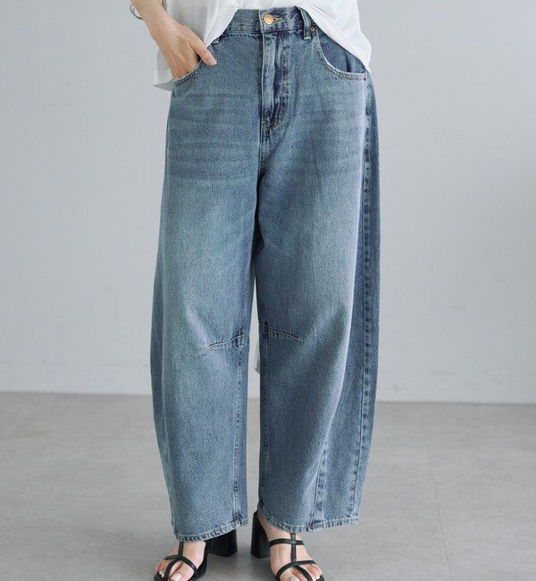  「【25th】綿麻デニムカーブシルエットパンツ」|デニム|