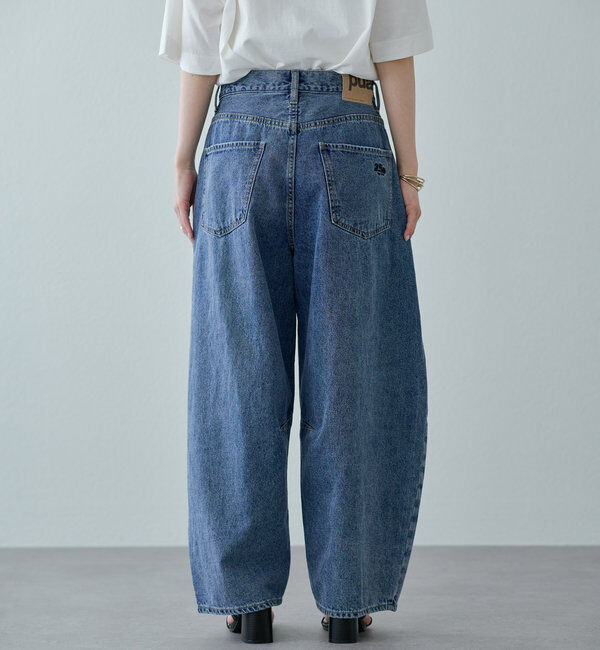  「【25th】綿麻デニムカーブシルエットパンツ」|デニム|