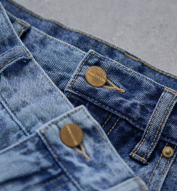  「【25th】綿麻デニムカーブシルエットパンツ」|デニム|