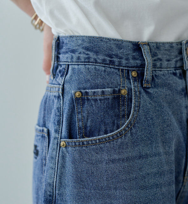  「【25th】綿麻デニムカーブシルエットパンツ」|デニム|