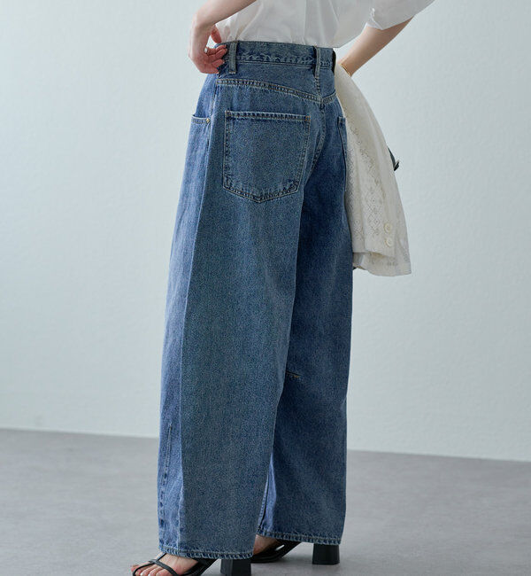  「【25th】綿麻デニムカーブシルエットパンツ」|デニム|