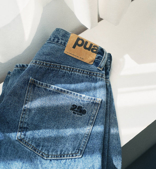  「【25th】綿麻デニムカーブシルエットパンツ」|デニム|