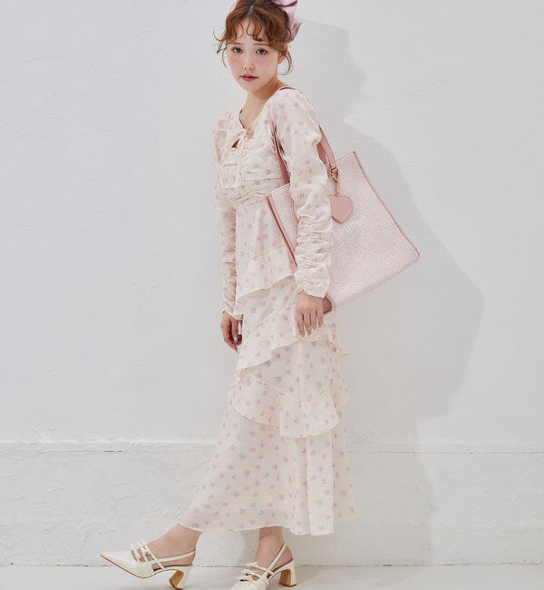  「【推し活collection】シャーリングリボンワンピース」|ワンピース|