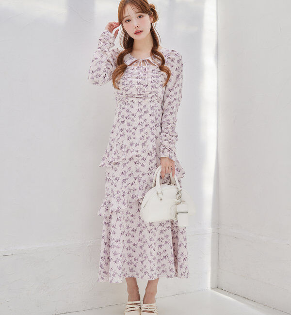  「【推し活collection】シャーリングリボンワンピース」|ワンピース|