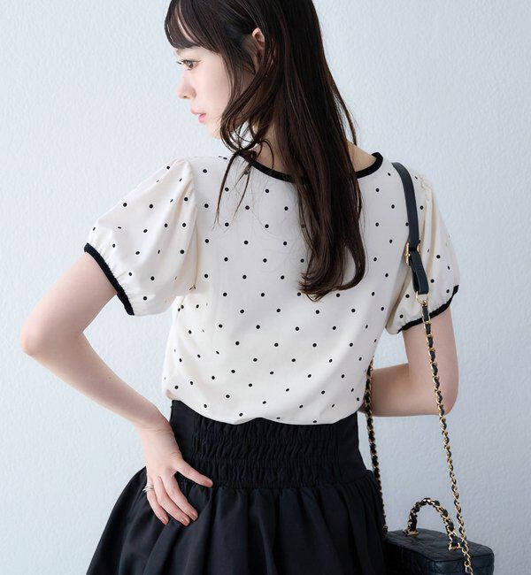  「ホルターネック配色ドットトップス」|プルオーバー|
