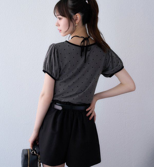  「ホルターネック配色ドットトップス」|プルオーバー|