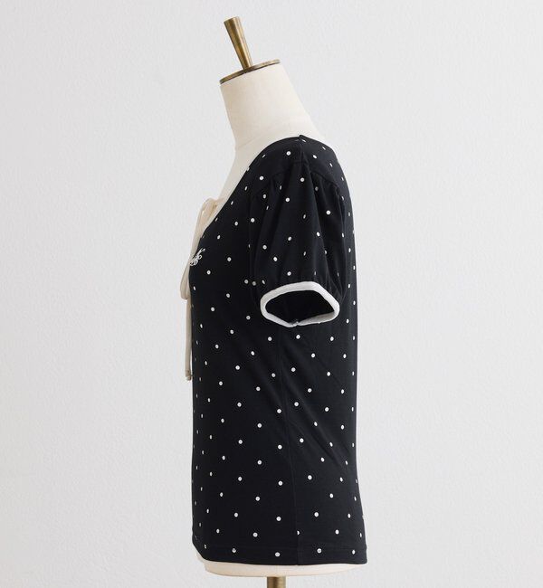  「ホルターネック配色ドットトップス」|プルオーバー|